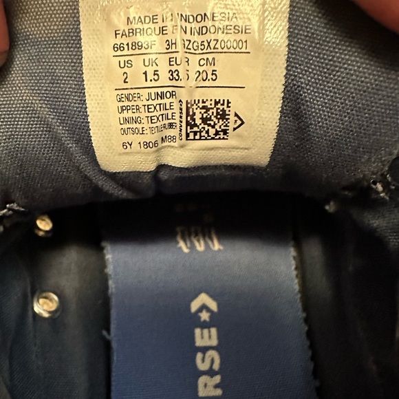 Converse Slip On Faded Blue Padded Tongue Size 2 - Picture 6 of 7